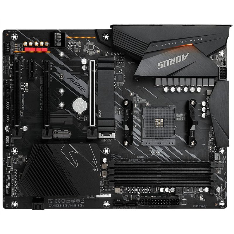 Image secondaire de GIGABYTE B550 AORUS ELITE V2 Carte mère - Processeurs AMD Ryzen 5000, VRM 12+2 phases, jusqu'à 4733 MHz DDR4, 1xPCIe 4.0 + 1xPCI