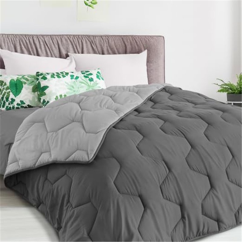 Image secondaire de IDMarket - Couette 200x200 CM Abby Bicolore Gris Clair et Gris 300 GR
