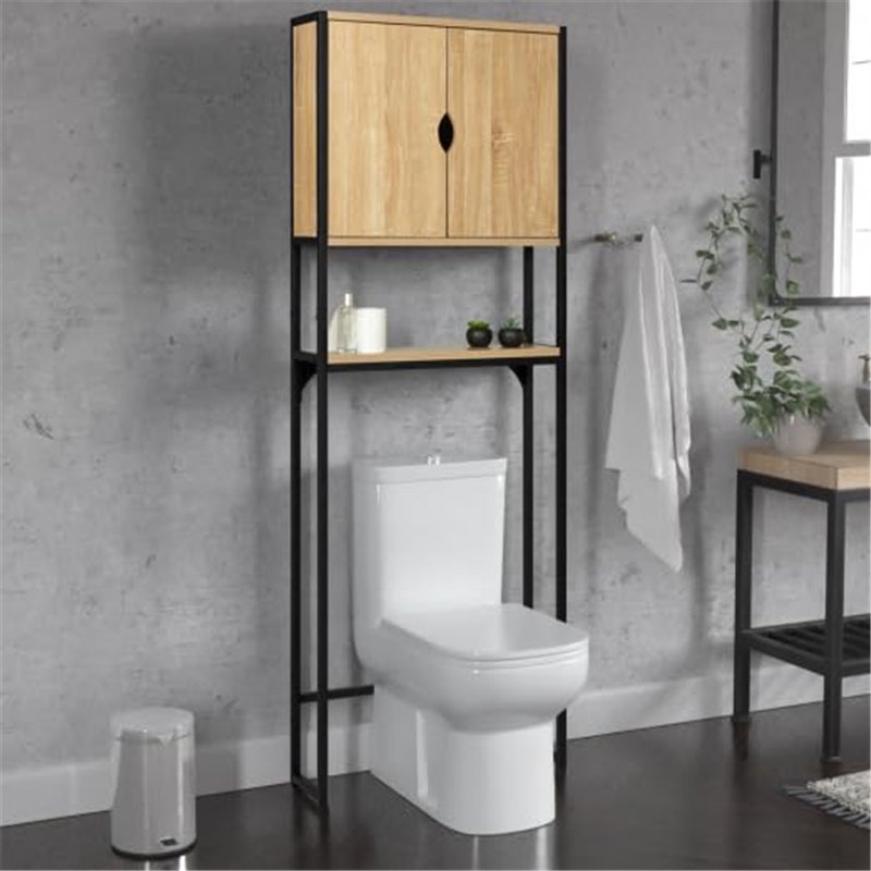 Image secondaire de IDMarket - Meuble étagère dessus WC placard DETROIT design industriel