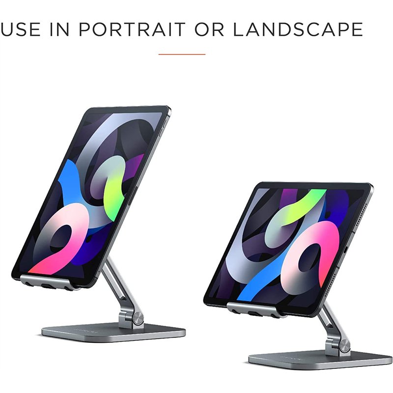 Image secondaire de Satechi Support de Bureau en Aluminium, Réglable avec Protections, Compatible avec Tous Les Modèles d'iPad et Tablettes, iPad Pr