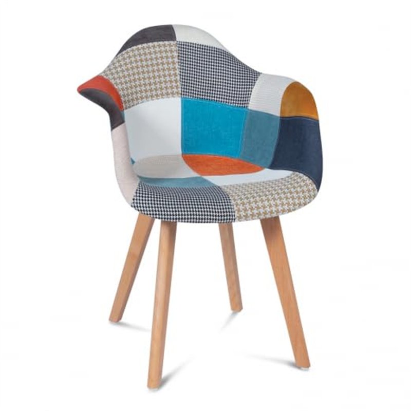 Image secondaire de IDMarket - Lot de 2 chaises de Salle à Manger scandinaves, fauteuils de Table SARA Motifs patchworks Multi-Couleurs