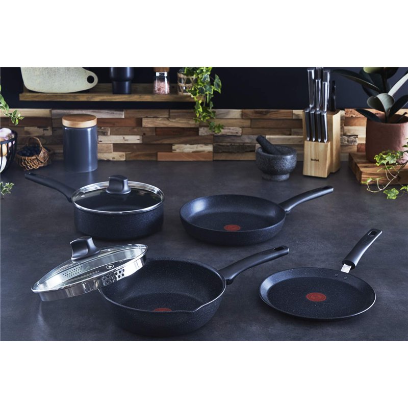 Image secondaire de Tefal Poêle à crêpe G2813872 Black Stone 25 cm, Revêtement antiadhésif, Taux de réchauffement de la poêle Thermo-Signal