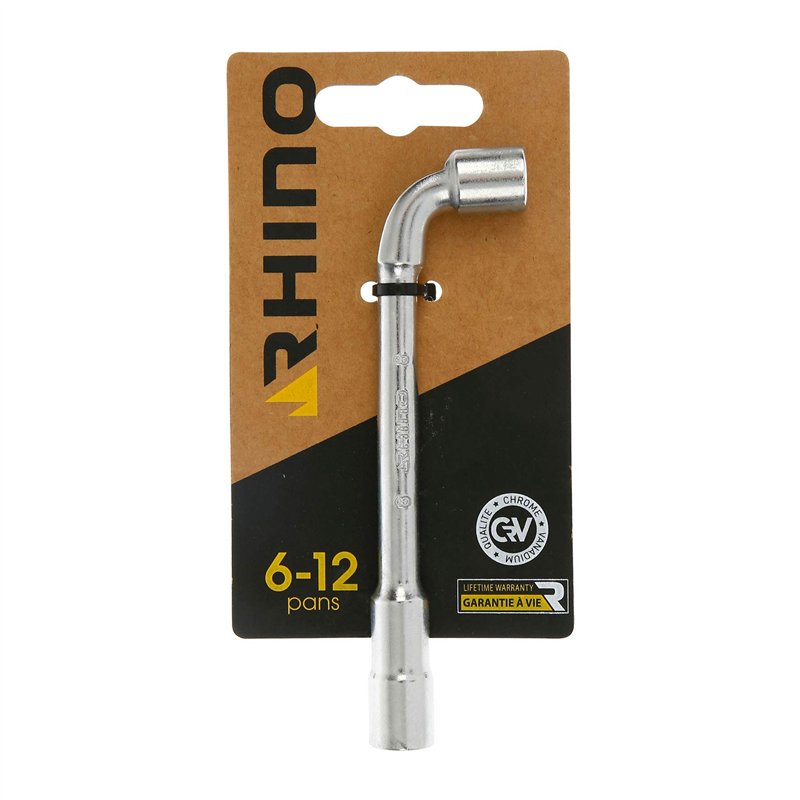 RHINO - Clés tubulaires et à pipe, Clé à pipe débouchée 8 mm, Clé tubulaire - Diamètre 8 mm - Empreinte 6/12 pans - Fabriqué en