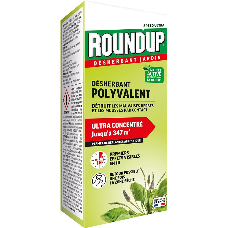 ROUNDUP RMU800N - Désherbant Jardin Action 2 en 1 Polyvalent 800 ml - Premiers effets visibles en 1h - Elimine mauvaises herbes