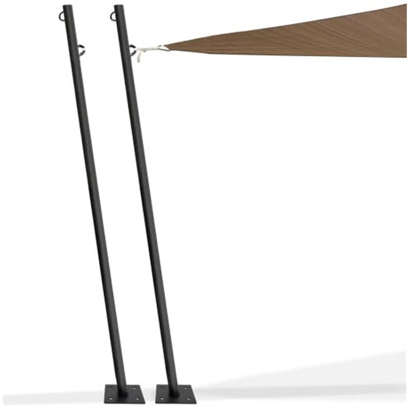 IDMarket - Lot de 2 mâts de Fixation pour Voile d'ombrage H.220 CM poteaux et Bases Acier