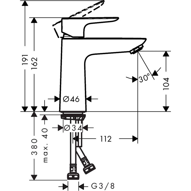 Image secondaire de hansgrohe Talis E Mitigeur de lavabo 110 CoolStart sans tirette ni vidage, noir mat, 71714670