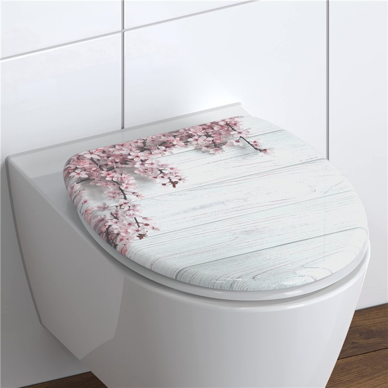 Image secondaire de SCHÜTTE Flowers&Wood 82197, Abattant WC en Duroplast avec système d'abaissement Automatique, Compatible avec la majorité des cuv