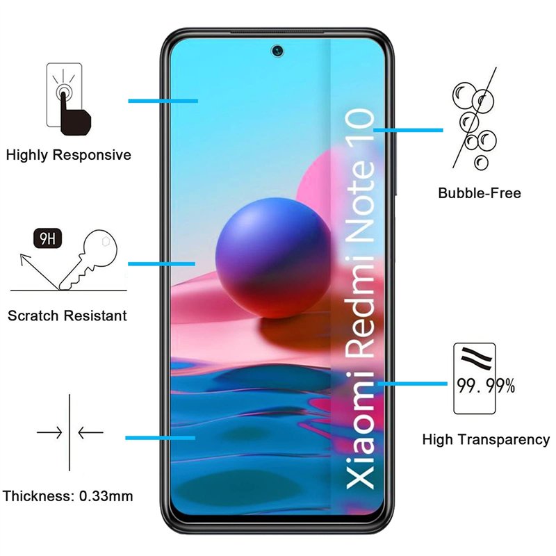 Image secondaire de NEW'C Lot de 2, Verre Trempé pour Xiaomi Redmi Note 10, Note 10 5G, Xiaomi POCO M5s, Film Protection écran -Ultra Résistant (0,3