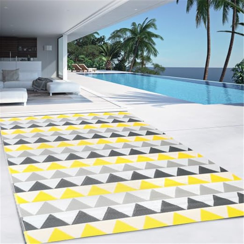 Image secondaire de IDMarket - Tapis extérieur Sari Triangles Gris et Jaune 180 x 280 CM