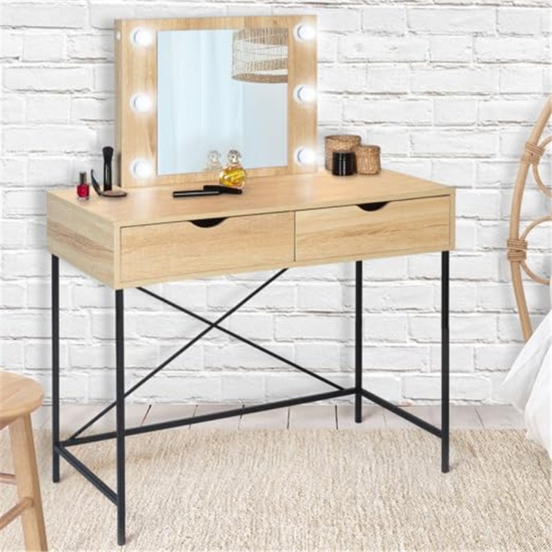 Image secondaire de IDMarket - Coiffeuse Louisa Design Industriel avec Miroir LED