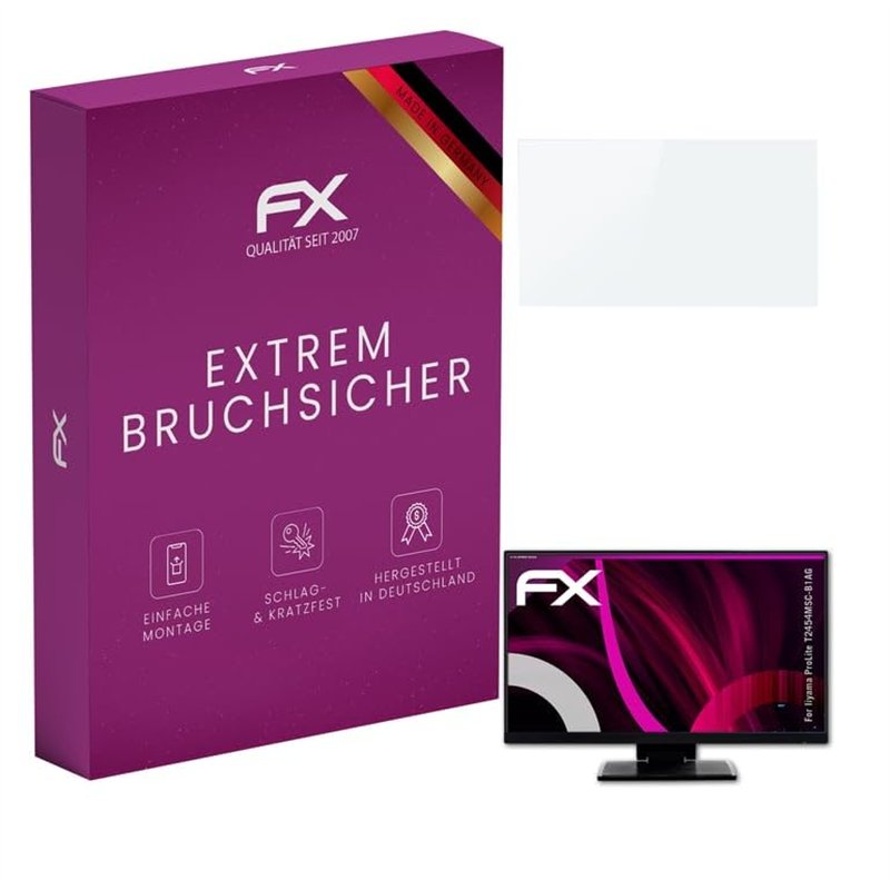 atFoliX Protection Écran Film de verre en plastique compatible avec Iiyama ProLite T2454MSC-B1AG Verre film protecteur, 9H Hybri