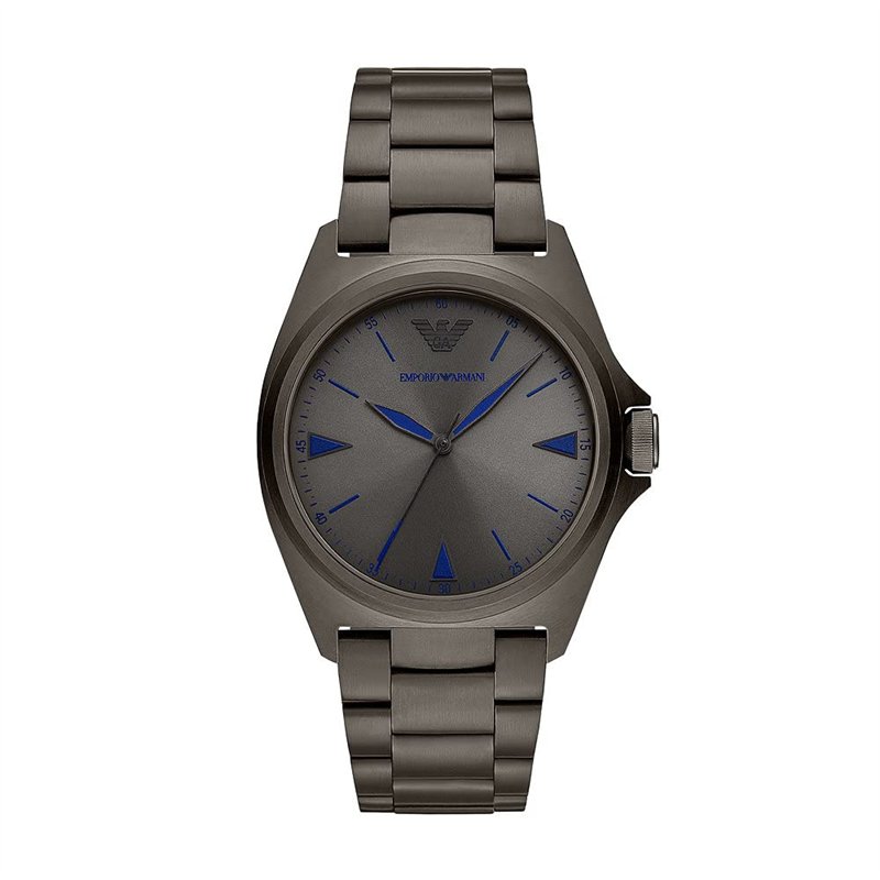 Emporio Armani Montre pour homme, mouvement à trois aiguilles, boîtier en acier inoxydable Gunmetal de 40 mm avec bracelet en ac