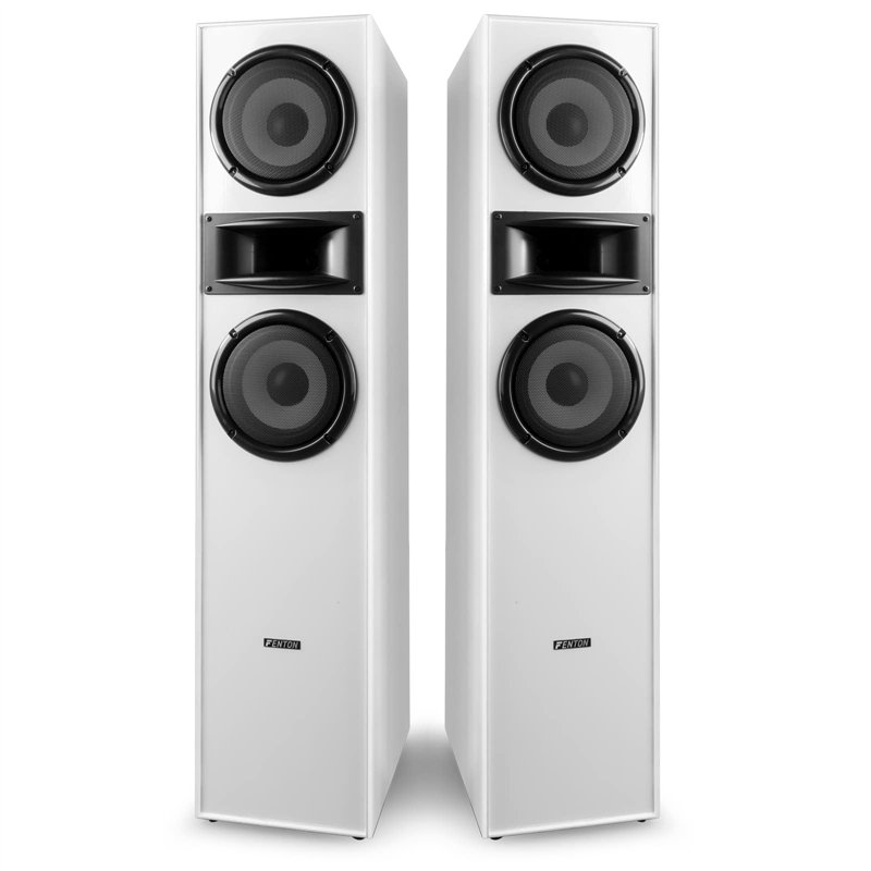 Fenton SHF700W Enceinte HiFi Colonne - Blanc, Puissance de 400 W Max, Woofer 2X 6,5 Pouces, Technologie 3 Voies, Borniers à Vis