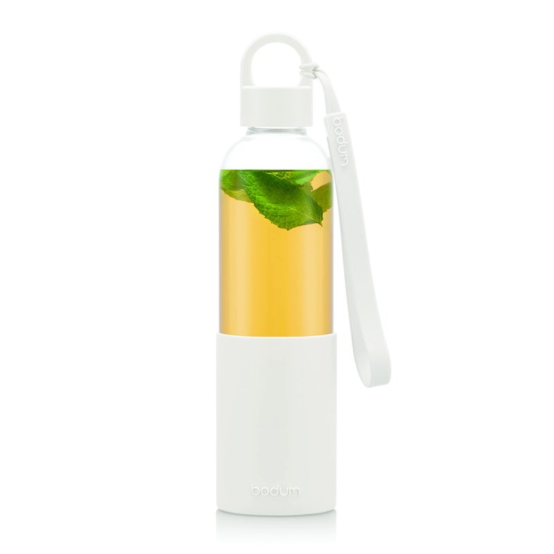 Image secondaire de Bodum 12053-913B MELIOR Gourde à emporter en verre, manchon silicone couleur, bouchon à vis, 0.5 l Blanc