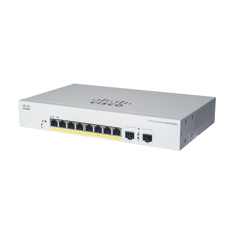 Cisco Commutateur Intelligent Business CBS220-8T-E-2G | 8 Ports GE | Ports Small Form-Factor Pluggable (SFP) 2 x 1G | Garantie m