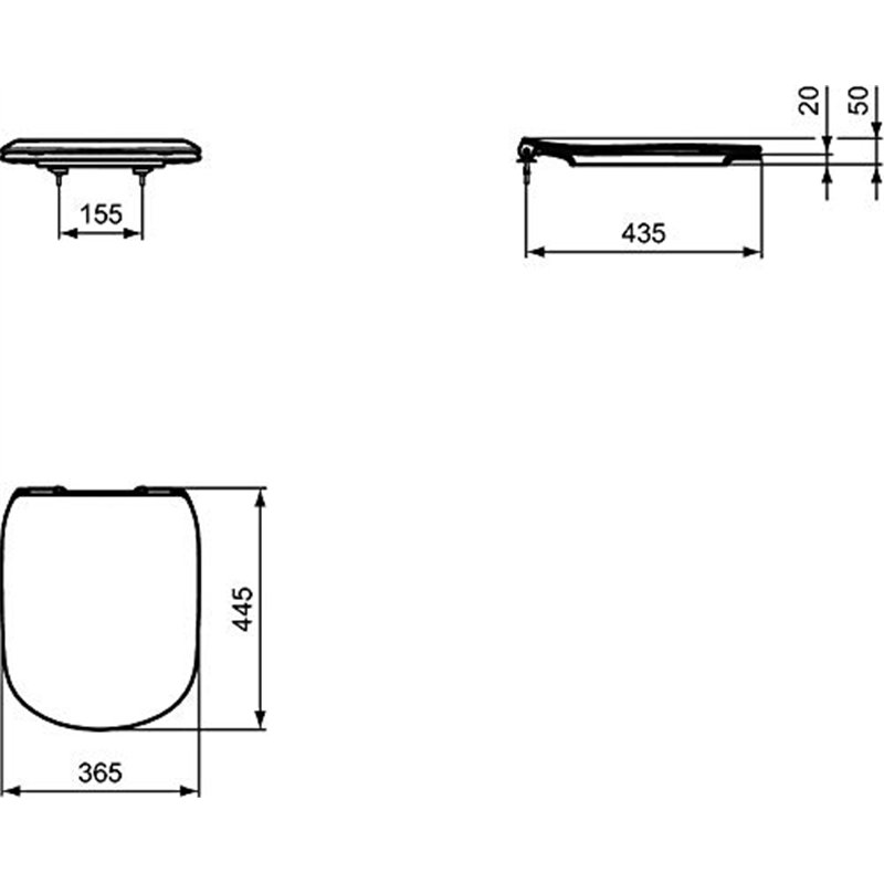 Image secondaire de Ideal Standard Abattant WC, Lunette Toilette, Siège WC, Frein de chute Tesi T3527V3 Noir mat UltraFin Déclipsable Lunette WC Fac