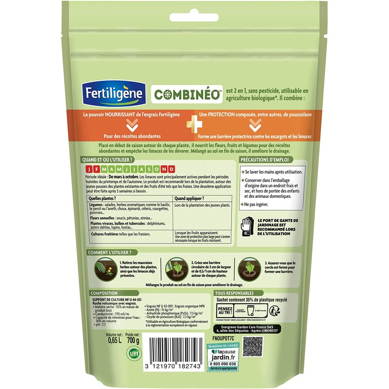 Image secondaire de FERTILIGENE FNOUPOT7C - Combinéo Nourrit et Protège Potager Sans Pesticide 700 g - Solution 2 en 1 - Nourrit les fruits et légumes