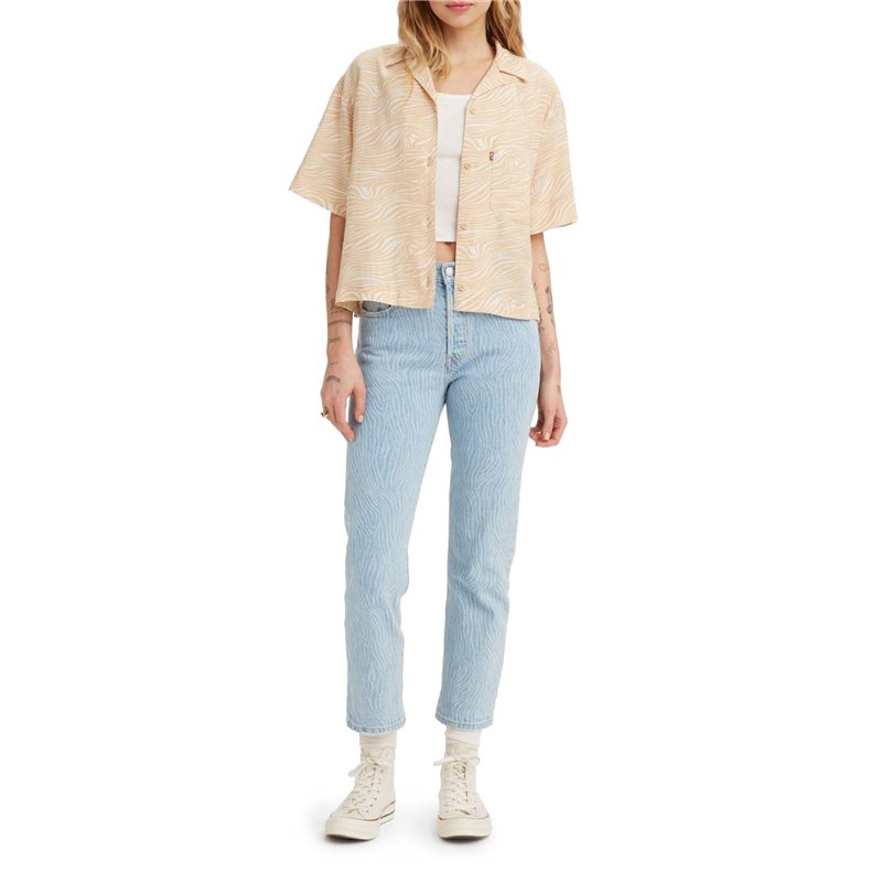 Levi's 501 Crop Jeans Femme, Blue Pattern, 29W / 28L