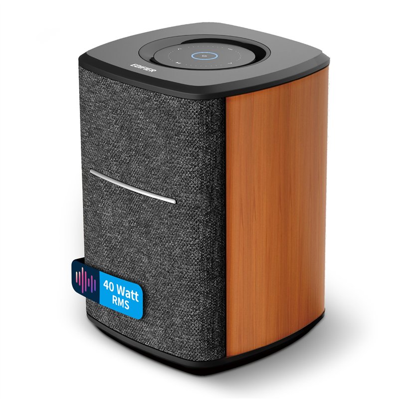 Edifier MS50A - Haut-Parleur WiFi Smart avec Bluetooth et Fonction stéréo sans Fil Fonctionne avec Amazon Alexa, Apple AirPlay 2