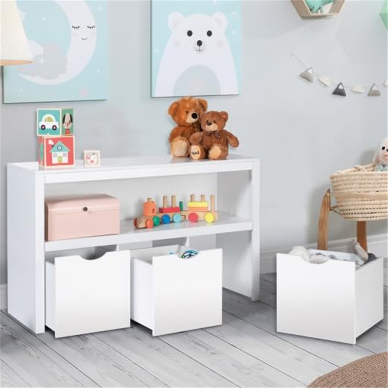 Image secondaire de IDMarket - Meuble de rangement enfant MANA en bois blanc 3 tiroirs cubes sur roulettes