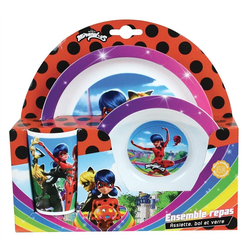Image secondaire de FUN HOUSE 006081 MIRACULOUS LADYBUG ENSEMBLE REPAS COMPOSE D'UNE ASSIETTE PLATE Ø 22 CM, D'UNE ASSIETTE CREUSE Ø 16 CM ET D'UN V