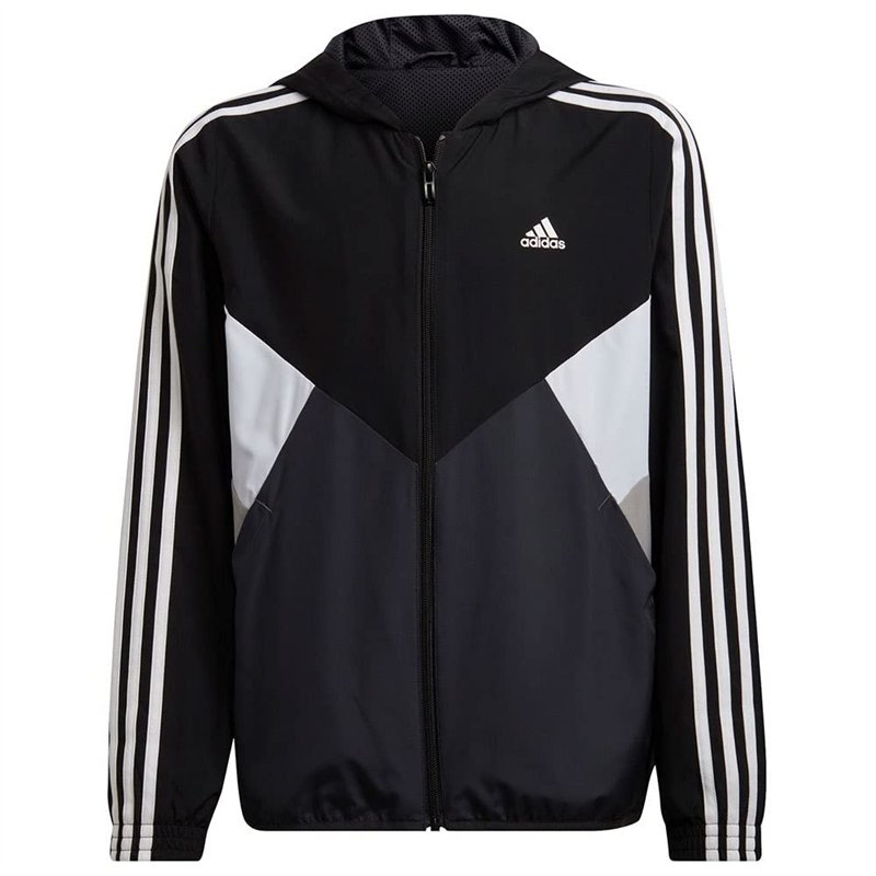 adidas CB Wnd Br Top à Capuche, Carbon/Black/MGH Solid Grey, 164 cm Mixte Enfant