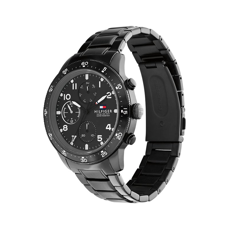 Image secondaire de Tommy Hilfiger Montre Analogique Multifunction à Quartz pour Homme avec Bracelet en Acier Inoxydable Noir - 1791951