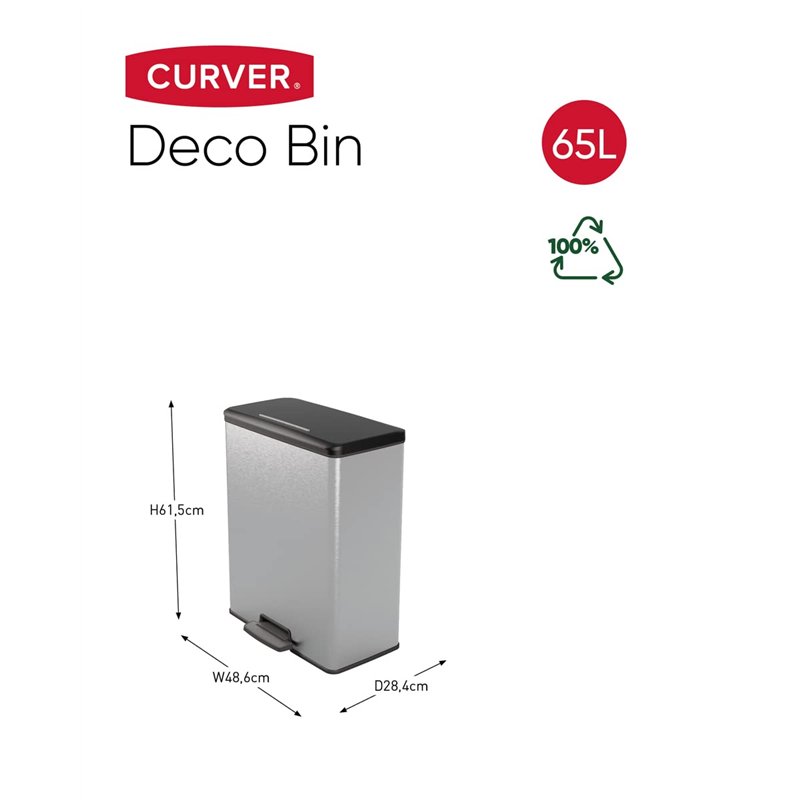 Image secondaire de Curver Poubelle à pédale Deco 65 L Argenté