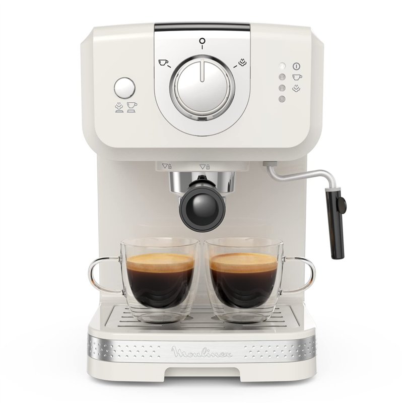 Moulinex Soleil Cafetière expresso à pompe, Réglages manuels, Pression pompe 15 bars, Buse mousseur à lait, Accessoires, Réservo
