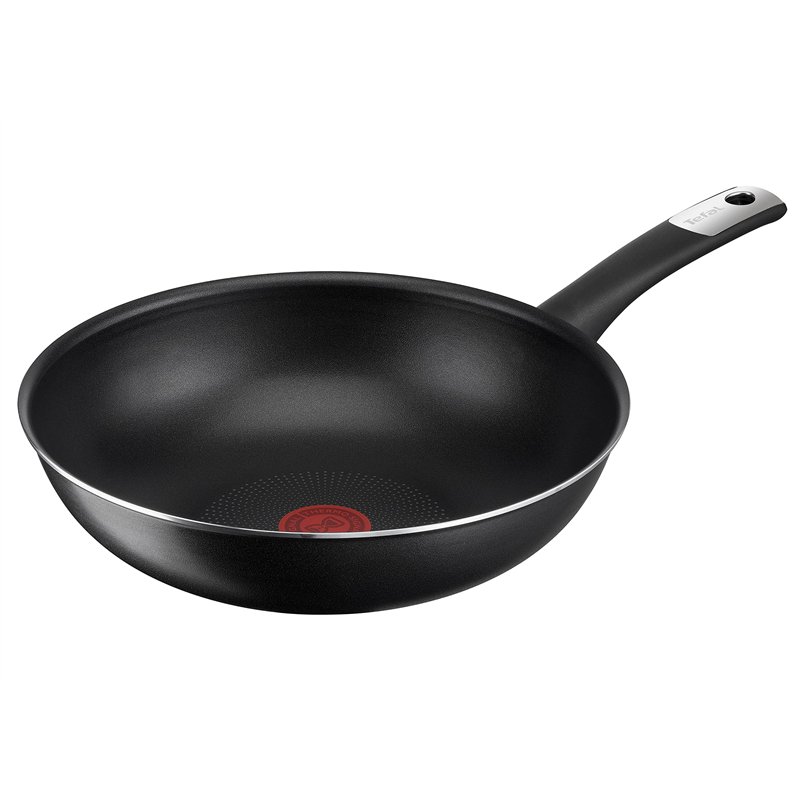 Tefal C38819 Hard Titanium Essential Poêle wok 28 cm | Revêtement antiadhésif avec particules de titane | Indicateur de températ
