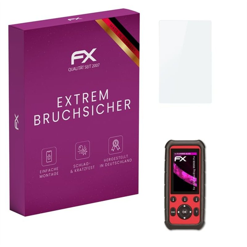 atFoliX Protection Écran Film de verre en plastique compatible avec Autel MaxiDiag MD808 Pro Verre film protecteur, 9H Hybrid-Gl