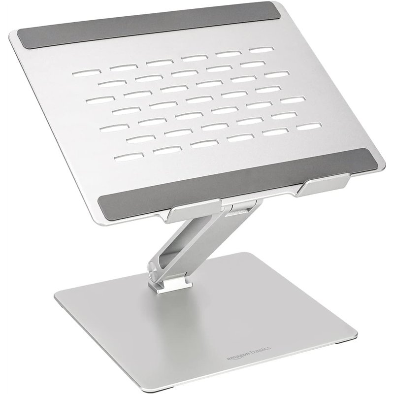 Amazon Basics Support ergonomique réglable pour ordinateur portable jusqu'à 17,3 pouces avec grille d'aération et réglage en con