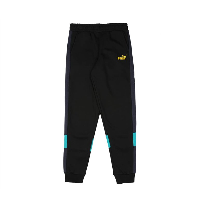 PUMA Ess+ Colorblock Pants FL Cl B Pantalon, Black Deep Aqua, 8 Ans Mixte bébé