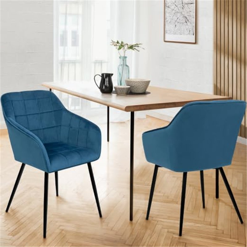 Image secondaire de IDMarket - Lot de 2 chaises de Salle à Manger, fauteuils de Table Mady en Velours Bleu Canard
