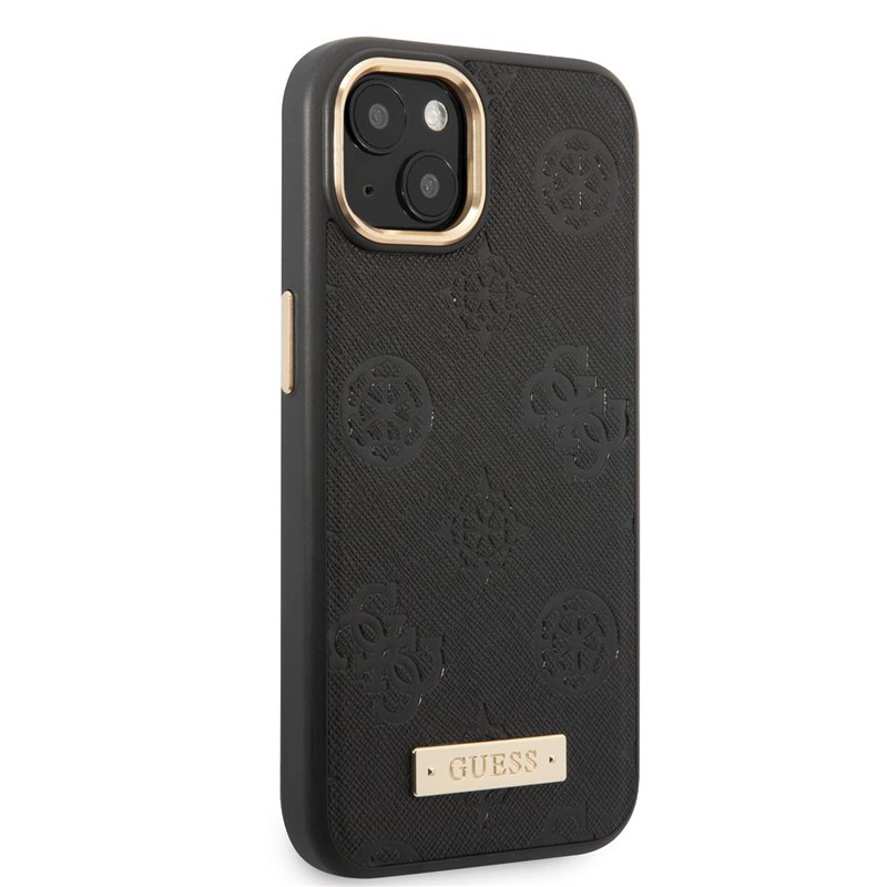 Image secondaire de Guess Phone Case for iPhone 13 in Black Magsafe Compatible Peony Pattern, PU Leather Protective & Anti-Scratch Case with Accessi