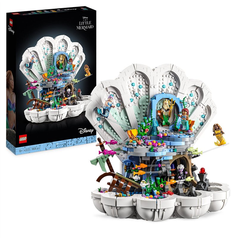 LEGO 43225 Disney Le Coquillage Royal de La Petite Sirène, Maquette à Construire, Modèle Réduit avec Figurines, pour Femmes et H
