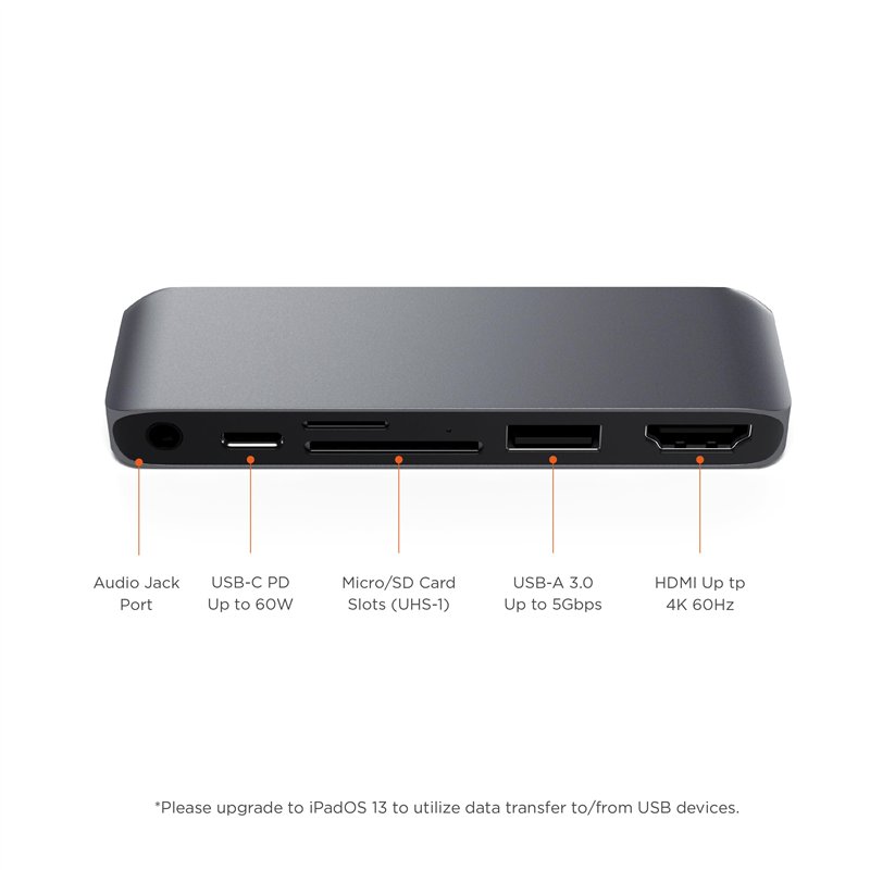 Image secondaire de SATECHI Adaptateur SD USB-C Mobile Pro avec Chargeur USB-C, HDMI 4K, USB 3.0, Lecteurs de Cartes Micro/SD et Prise Jack 3,5mm -