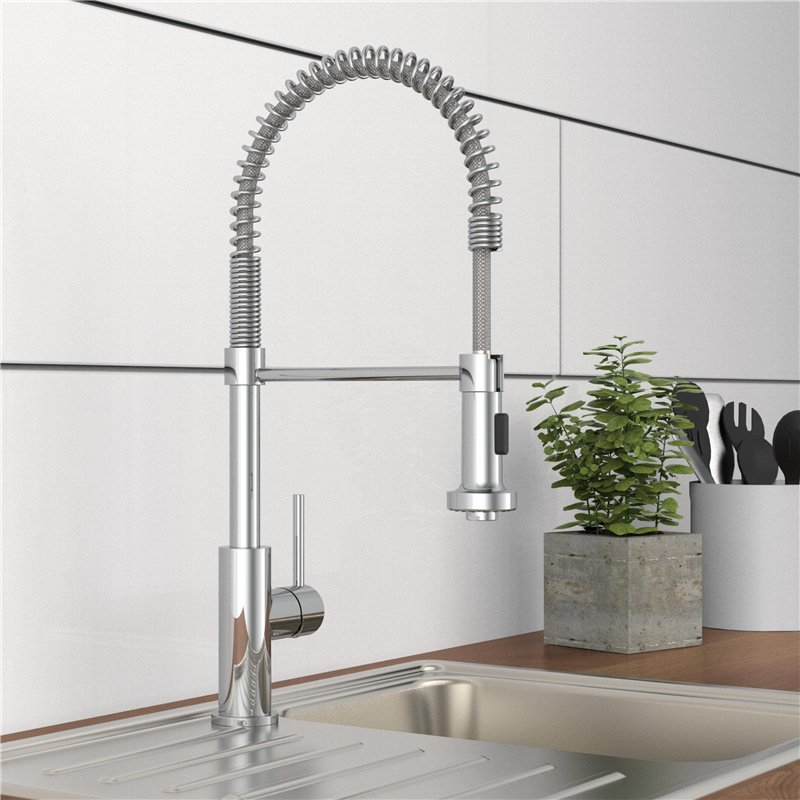 Image secondaire de SCHÜTTE BOSTON 78580 Mitigeur de cuisine monocommande avec douchette extensible, ressort en spirale, mitigeur d'évier pour évier