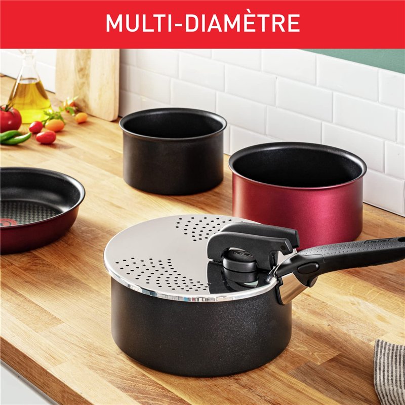 Image secondaire de Tefal Ingenio Couvercle égouttoir acier inoxydable, Rangement facile, Multidiamètre, Compatible Ingenio, Compatible lave-vaisselle