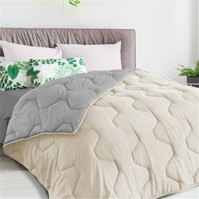 Image secondaire de IDMarket - Couette 220x240 CM Abby Bicolore Beige et Gris 300 GR