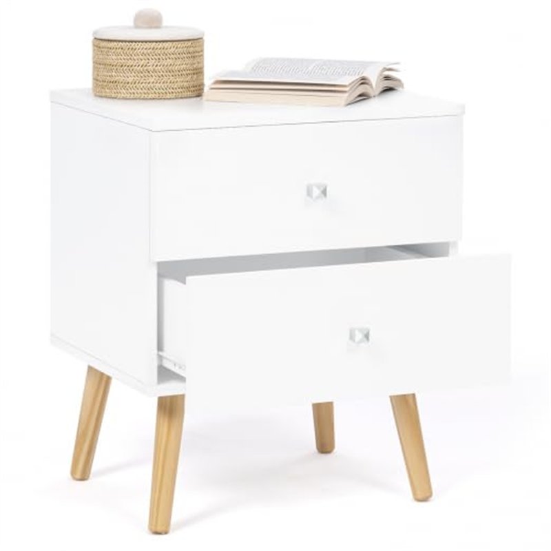 Image secondaire de IDMarket - Lot de 2 Tables de Chevet Emmie scandinaves 2 tiroirs Blanc