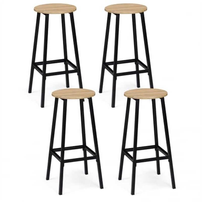 IDMarket - Lot de 4 tabourets de Bar Detroit Assise Ronde Design Industriel