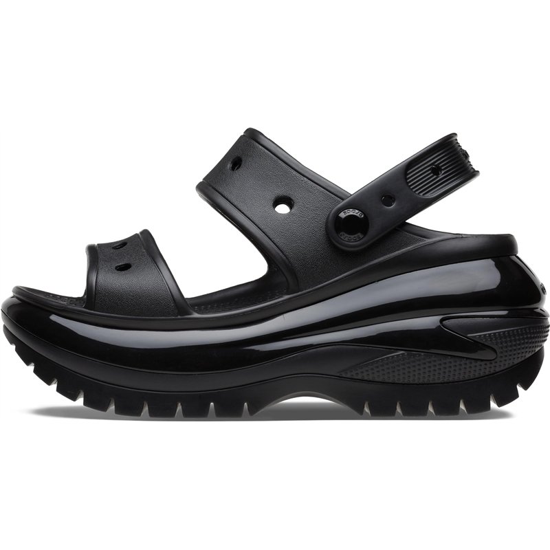 Crocs Classic Mega Crush Sandales Noires pour Femme, Noir, 7 UK