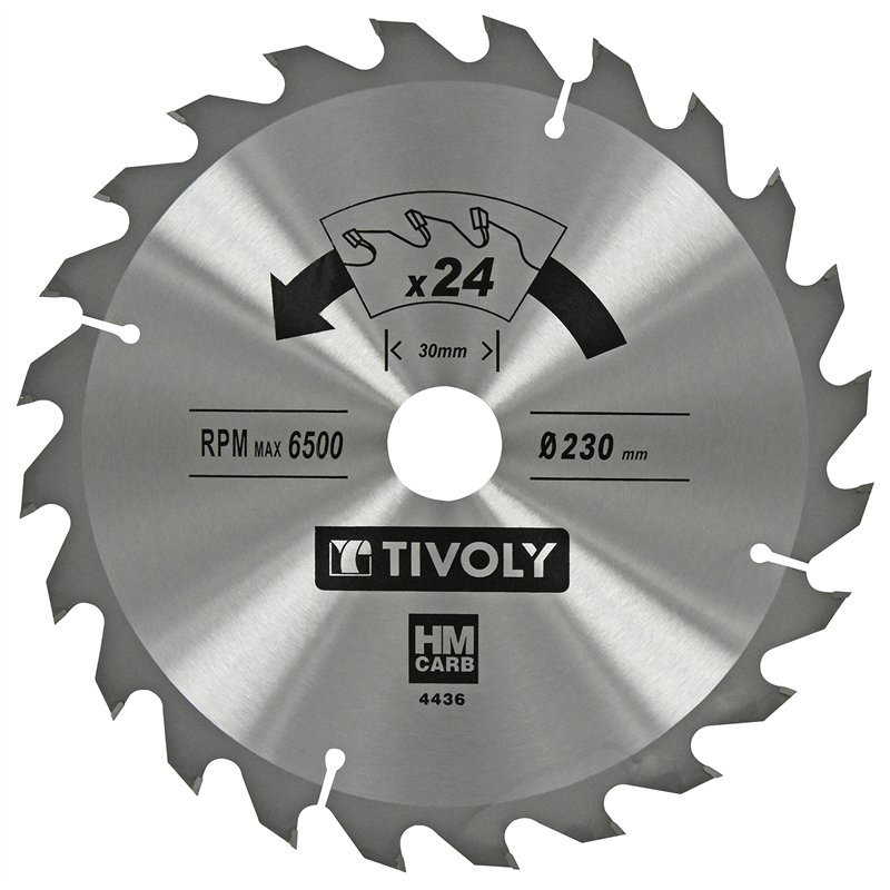 Tivoly XT50514004436 Lame de Scie Circulaire Ø230 x30mm x Z: 24 Dents Carbure, Coupe Débit - Pour Bois et plâtre