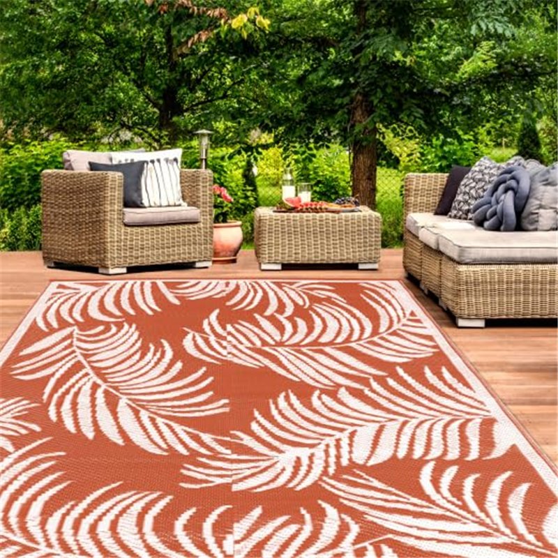 Image secondaire de IDMarket - Tapis extérieur Coco Tropical Terracotta et Blanc 180 x 280 CM