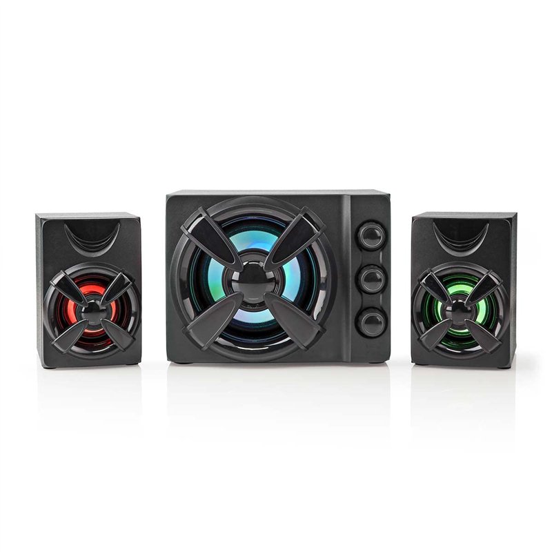 NEDIS Haut Parleur de Jeux | Canaux de Haut-Parleur: 2.1 | Alimenté par Port USB | 3.5 mm Mâle | 33 W | LED | Contrôle du Vol