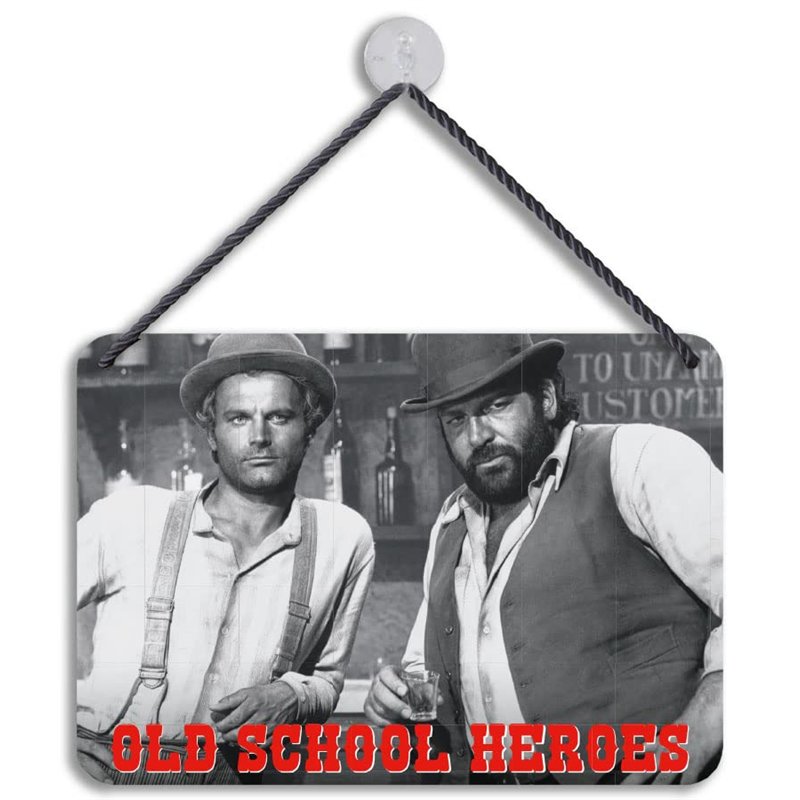 Bud Spencer und Terence Hill – OLD SCHOOOL HEROOS Plaque en tôle décorative – 16,5 x 11,5 cm KHT07