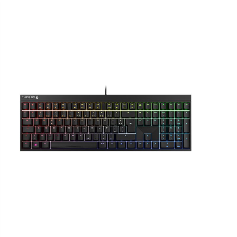 CHERRY MX 2.0S Clavier Gaming filaire avec éclairage RVB, disposition française (AZERTY), MX RED Switches, Noir
