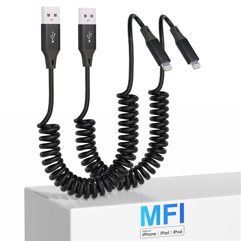 KETAKY Plus Lot de 2 Câble Lightning Spiralé