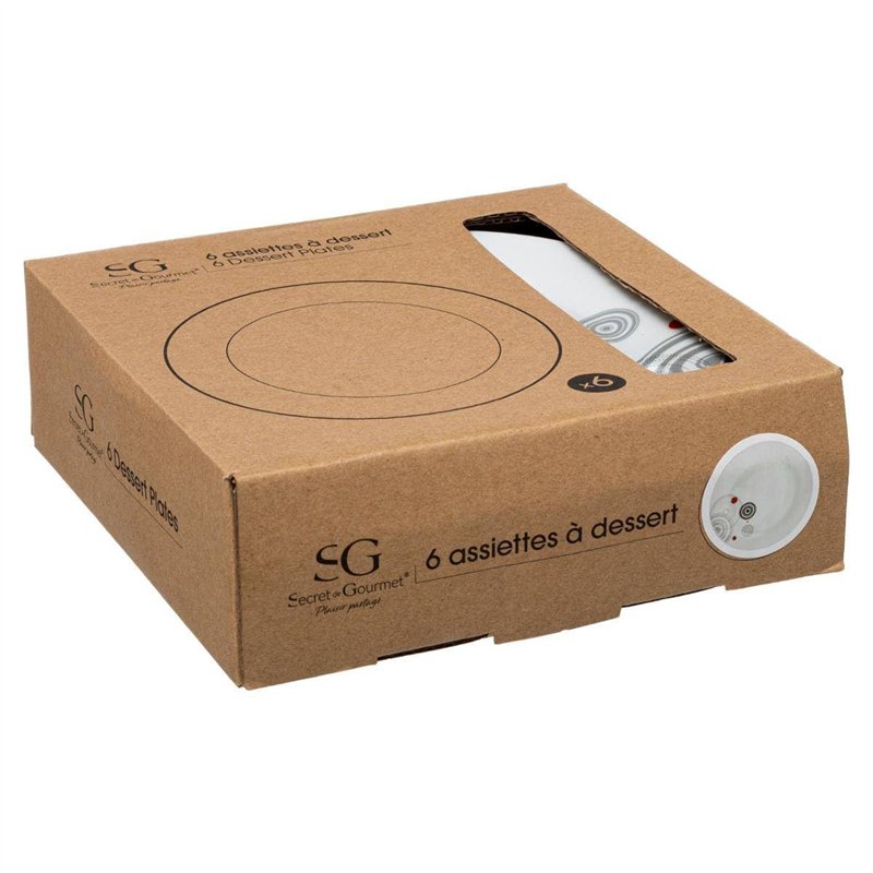Image secondaire de Secret de gourmet - Lot de 6 Assiettes à Dessert - Instant - D 19 Cm - Céramique - Simples - Ronde - Elegant - Réutilisable - Dî
